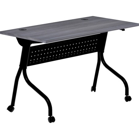 LORELL Rectangle Lorell Charcoal Flip Top Training Table, 23.6 X 48 X 29.5, Melamine Top, Charcoal 59489